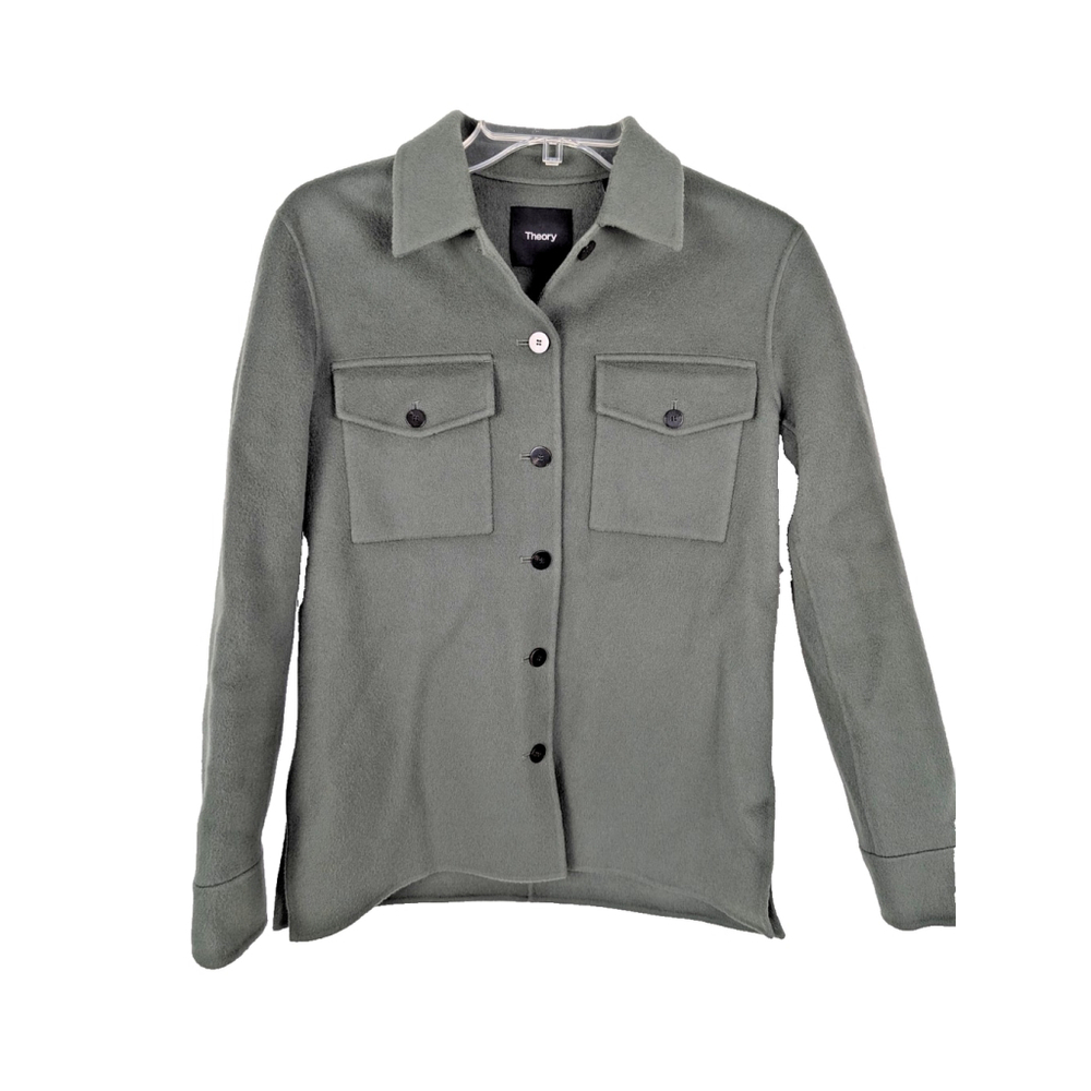 Theory Trucker Shacket Double Faced Wool Cashmere Gray Sz P Classic Gorpcore